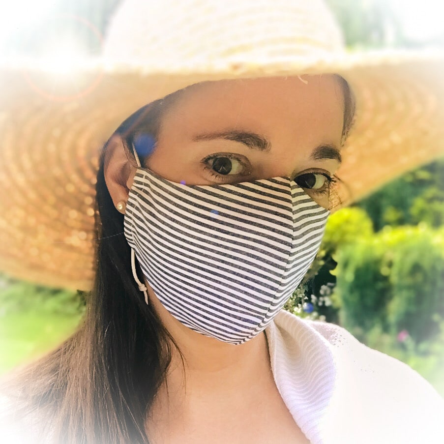 organic face mask PUUR.SHOP blue stripes